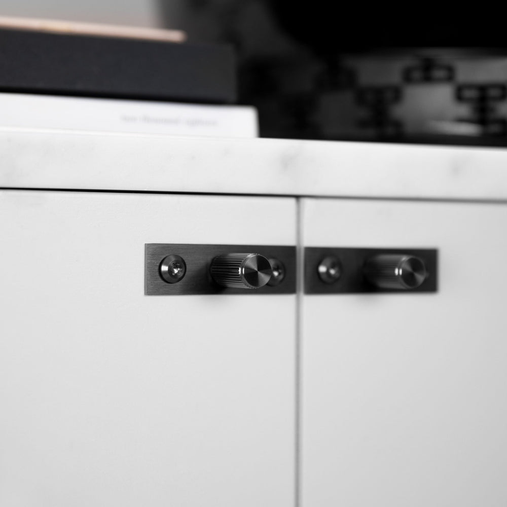 Buster + Punch Furniture Knob | Linear Knurl Design | Plate
