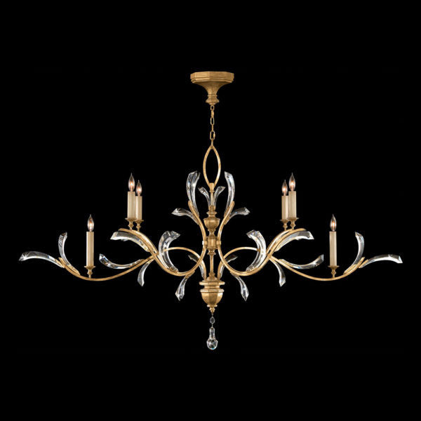 Fine Art Handcrafted Lighting Beveled Arcs 74"W Oblong Chandelier in Muted Gold Leaf (761840ST)
