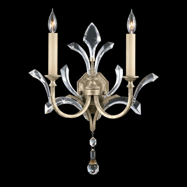 Fine Art Handcrafted Lighting Beveled Arcs 22"H Sconce in Warm Muted Silver Leaf (701850ST)