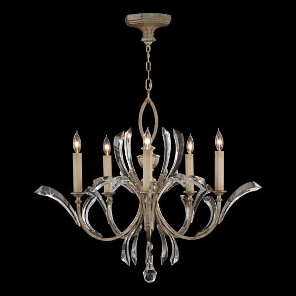 Fine Art Handcrafted Lighting Beveled Arcs 36"W Round Chandelier in Warm Muted Silver Leaf (702240ST)