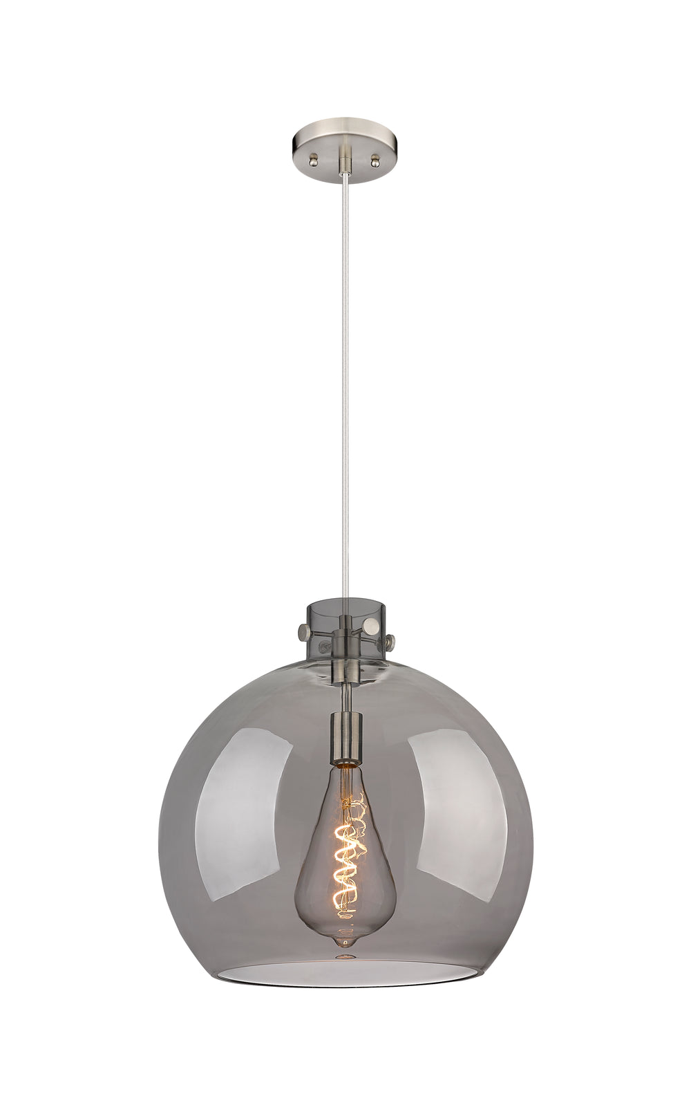 Innovations Lighting Newton Sphere 18" Pendant - Brushed Satin Nickel Pendants Innovations Lighting Light Smoke ; Glass Type: Transparent  