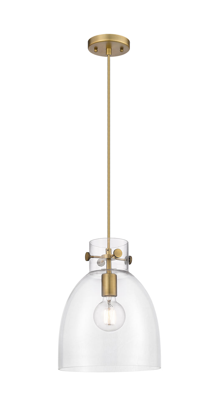 Innovations Lighting Newton Bell 10" Pendant - Brushed Brass Pendants Innovations Lighting Clear ; Glass Type: Clear  