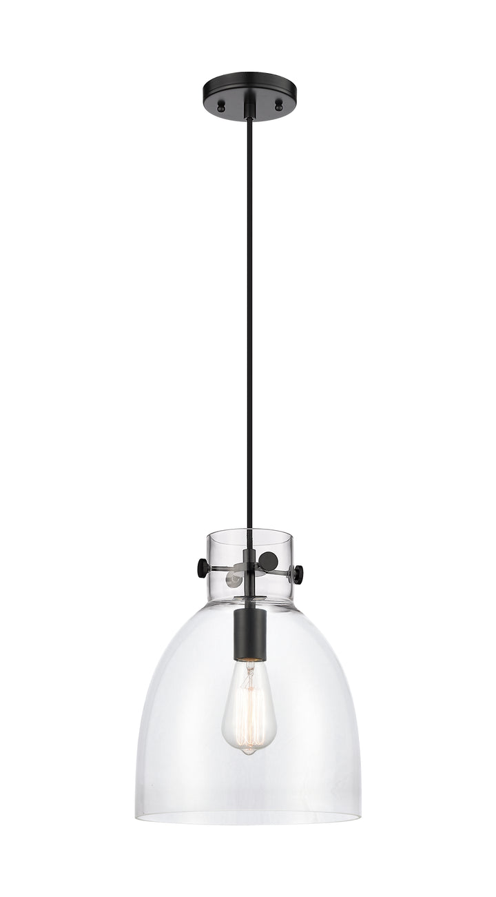 Innovations Lighting Newton Bell 10" Pendant - Matte Black Pendants Innovations Lighting Clear ; Glass Type: Clear  