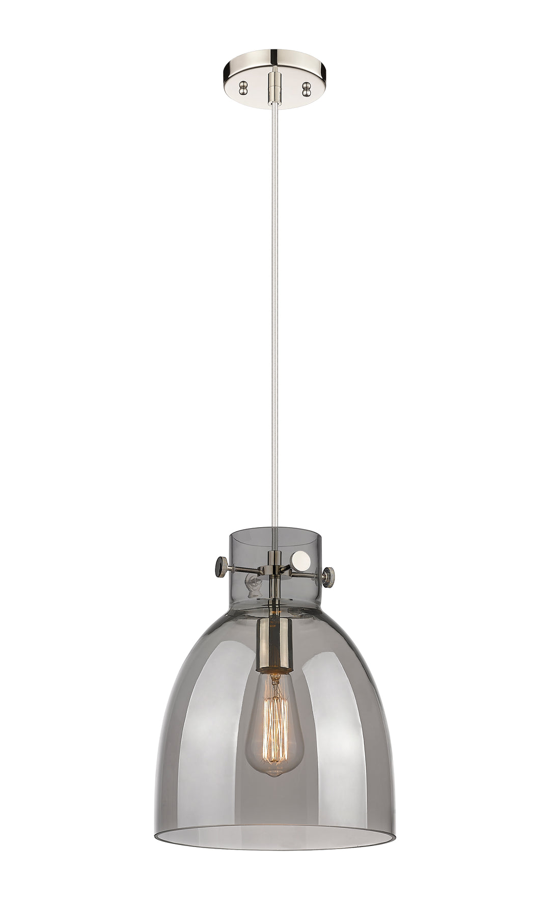 Innovations Lighting Newton Bell 10" Pendant - Polished Nickel Pendants Innovations Lighting Light Smoke ; Glass Type: Smoked  