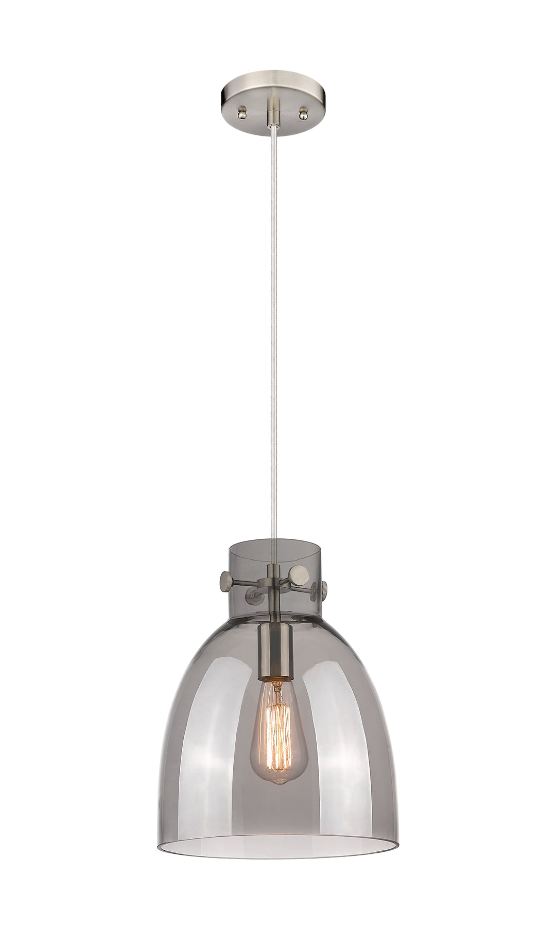 Innovations Lighting Newton Bell 10" Pendant - Satin Nickel Pendants Innovations Lighting Light Smoke ; Glass Type: Smoked  