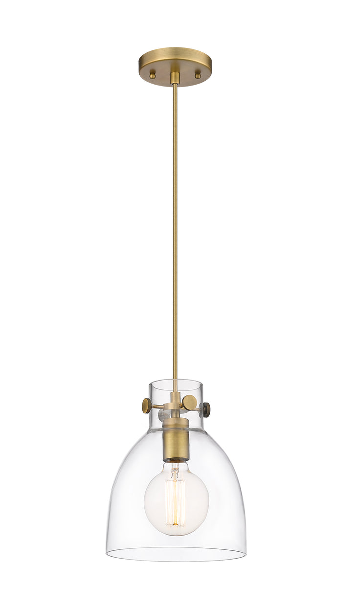 Innovations Lighting Newton Bell 8" Pendant - Brushed Brass Pendants Innovations Lighting Clear ; Glass Type: Clear  