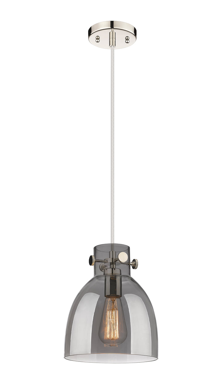 Innovations Lighting Newton Bell 8" Pendant - Polished Nickel Pendants Innovations Lighting Light Smoke ; Glass Type: Smoked  