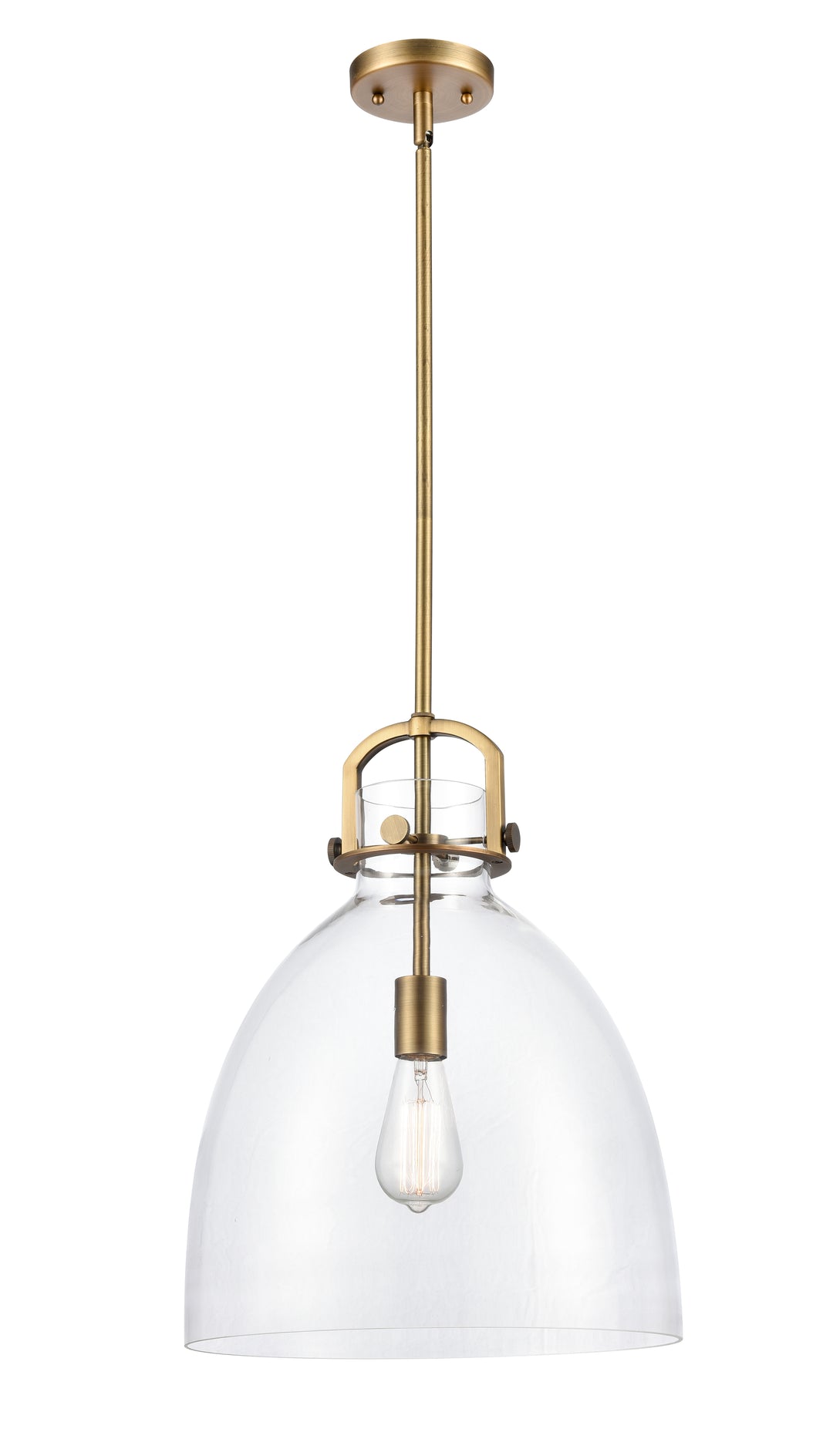 Innovations Lighting Newton Bell Pendant Pendant Innovations Lighting Brushed Brass Clear Newton Bell 14