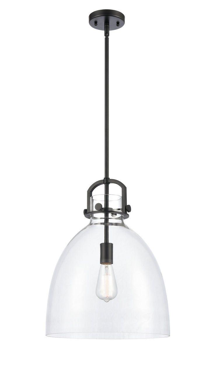 Innovations Lighting Newton Bell 14" Pendant - Matte Black Pendants Innovations Lighting Clear ; Glass Type: Clear  