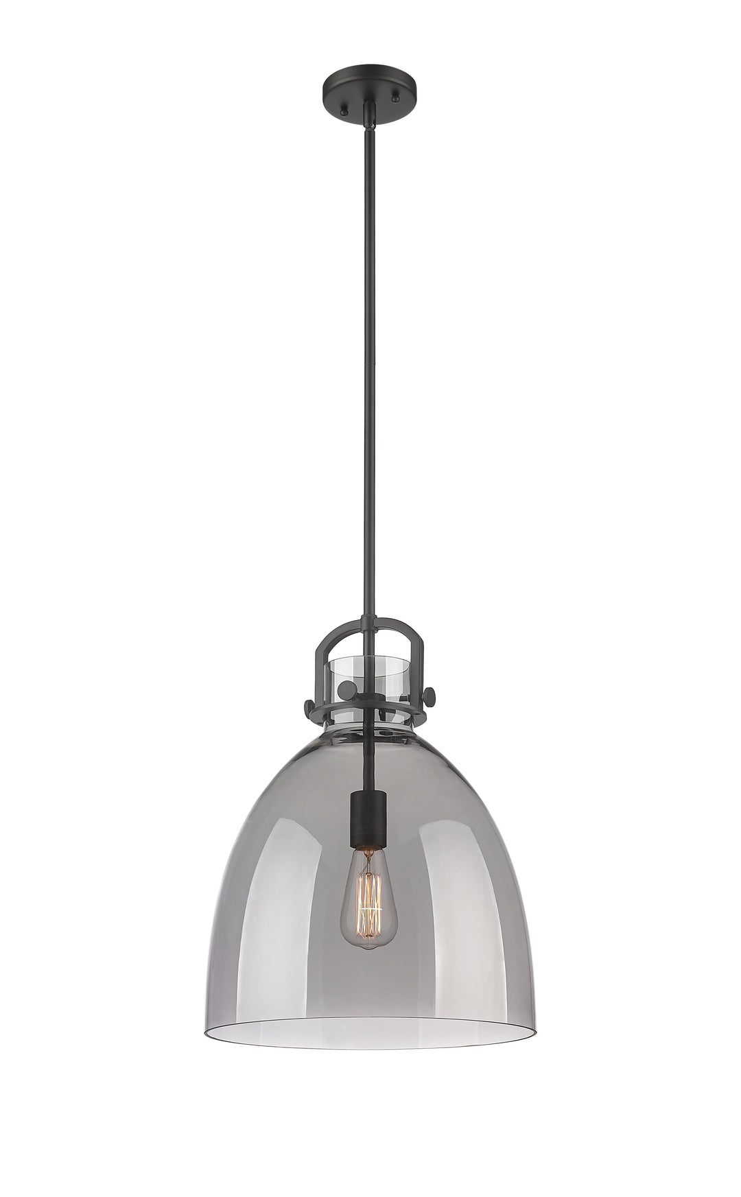 Innovations Lighting Newton Bell 14" Pendant - Matte Black Pendants Innovations Lighting Light Smoke ; Glass Type: Smoked  