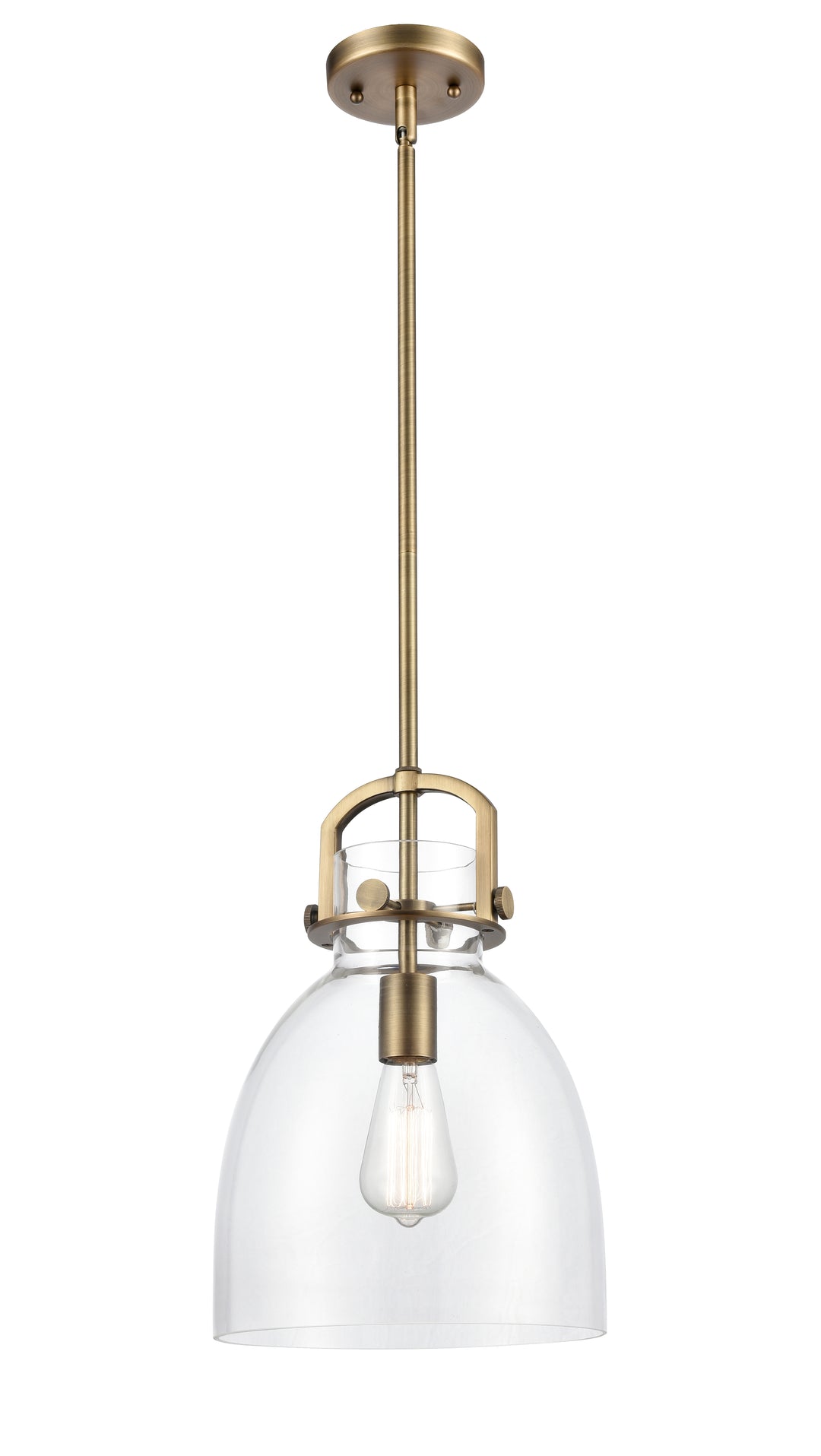 Innovations Lighting Newton Bell Mini Pendant Mini Pendant Innovations Lighting Brushed Brass Clear Newton Bell 10