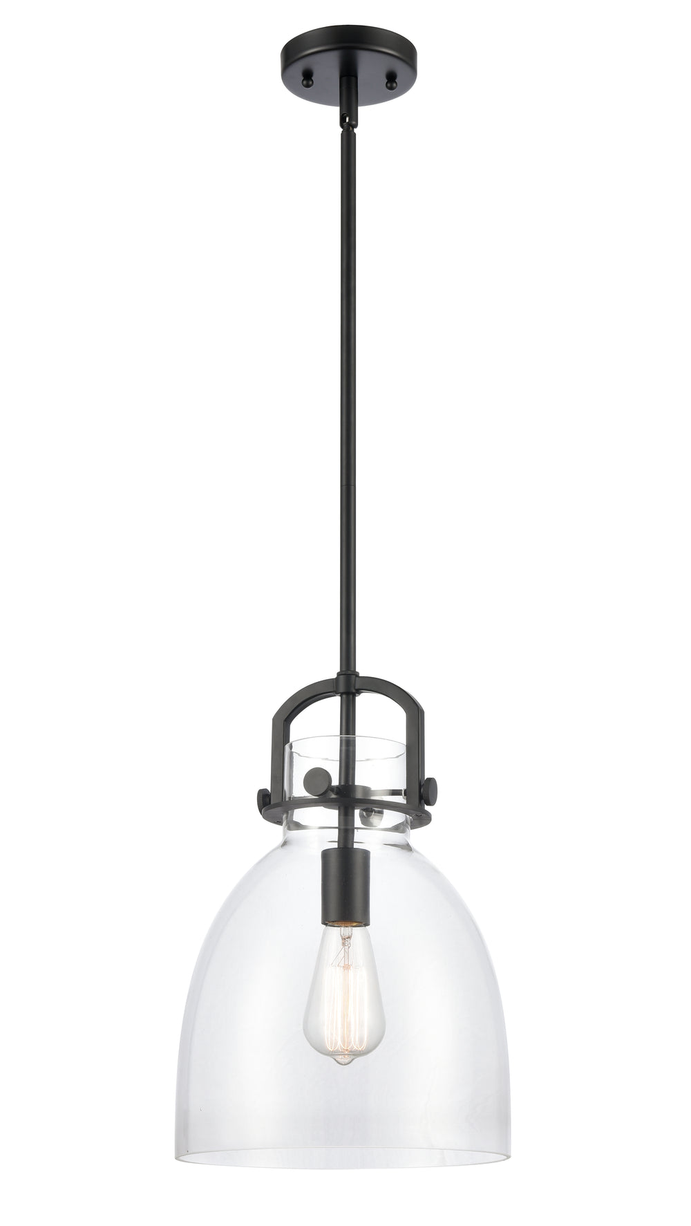 Innovations Lighting Newton Bell Mini Pendant Mini Pendant Innovations Lighting Matte Black Clear Newton Bell 10