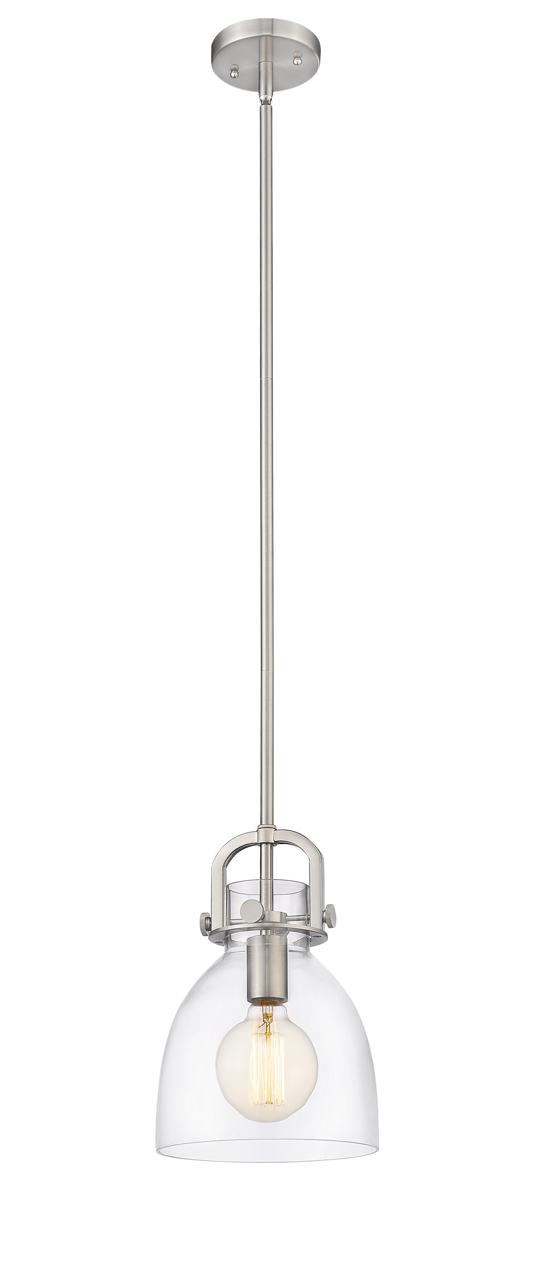 Innovations Lighting Newton Bell 8" Mini Pendant - Satin Nickel