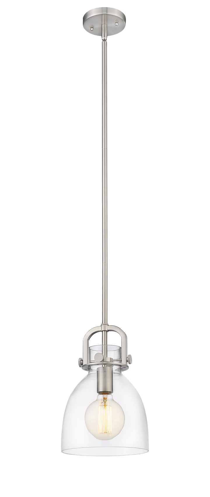 Innovations Lighting Newton Bell 8" Mini Pendant - Satin Nickel