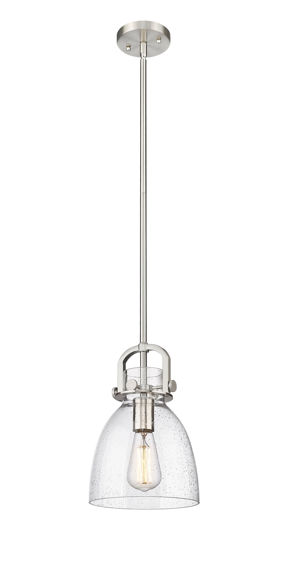 Innovations Lighting Newton Bell 8" Mini Pendant - Satin Nickel