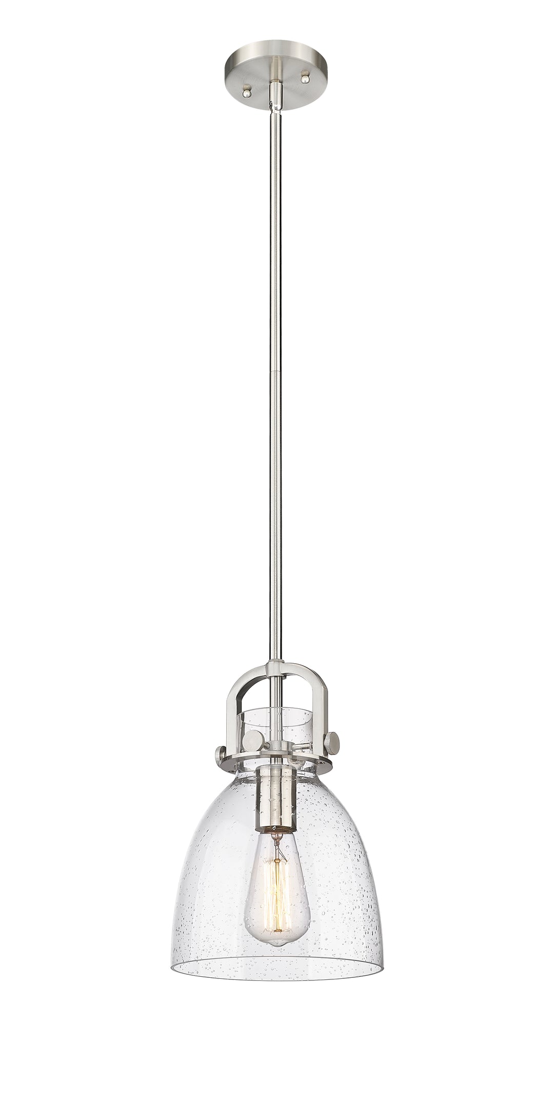 Innovations Lighting Newton Bell 8" Mini Pendant - Satin Nickel