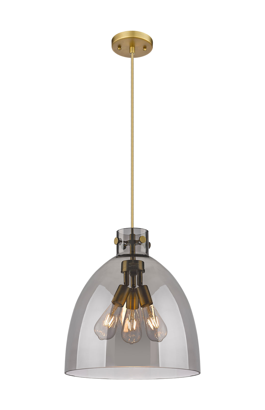 Innovations Lighting Newton Bell 16" Pendant - Brushed Brass Pendants Innovations Lighting Light Smoke ; Glass Type: Smoked  