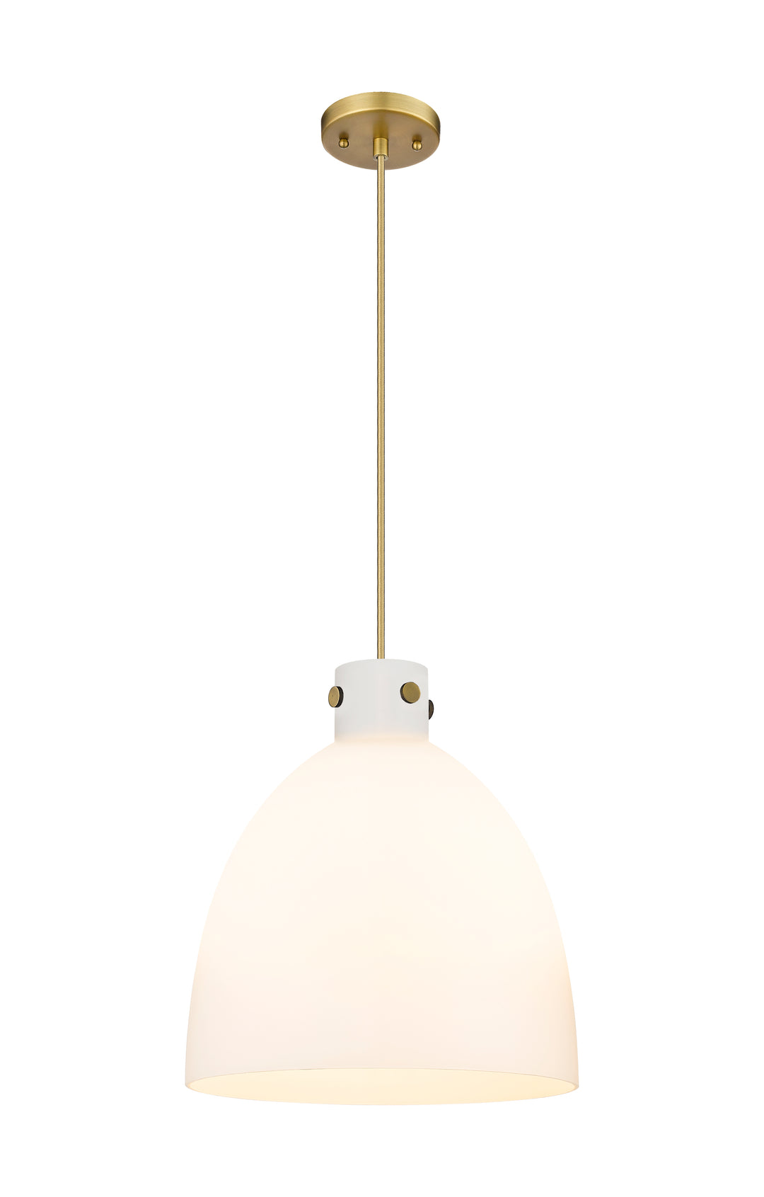 Innovations Lighting Newton Bell 16" Pendant - Brushed Brass Pendants Innovations Lighting White ; Glass Type: Frosted  