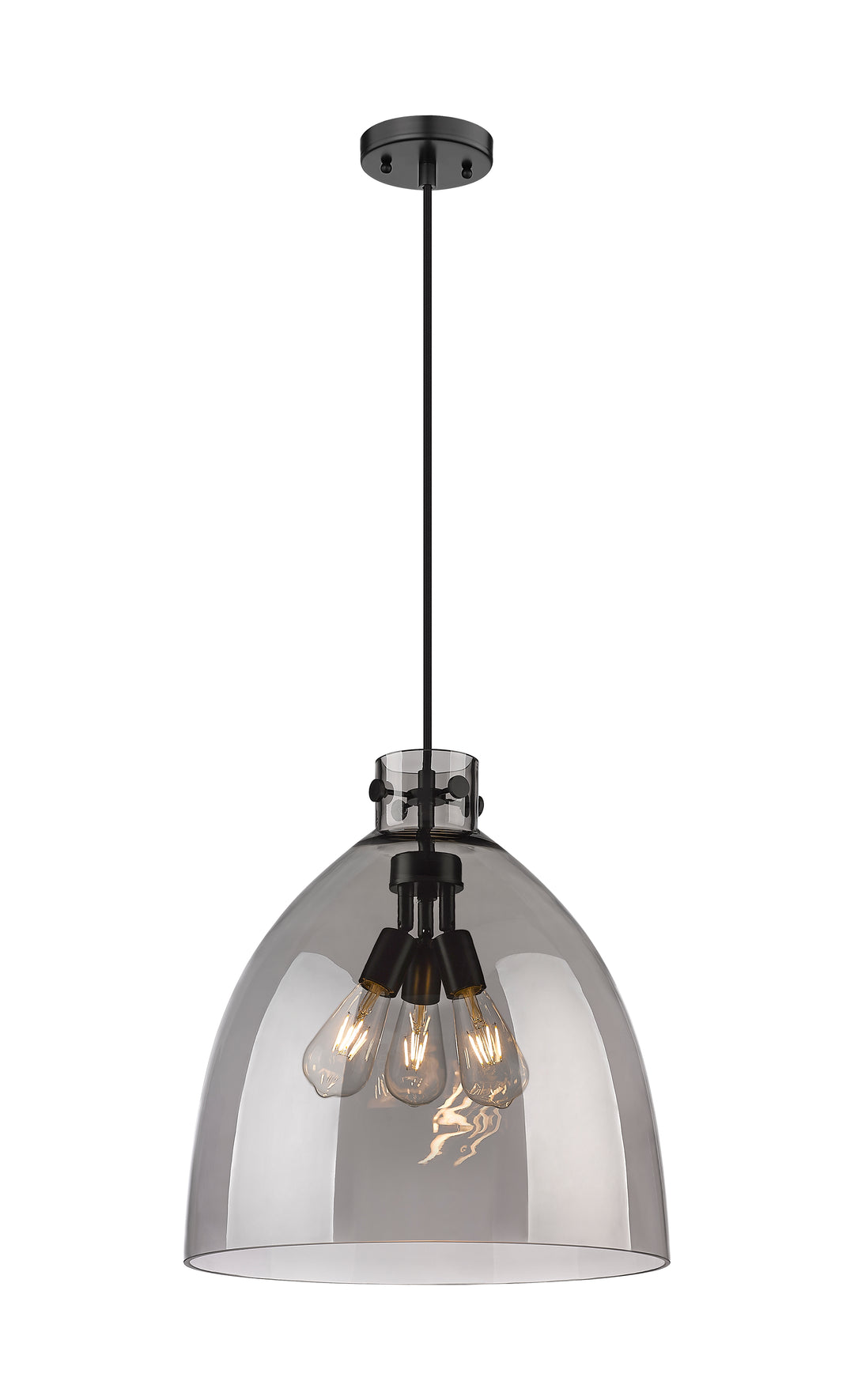 Innovations Lighting Newton Bell 18" Pendant - Matte Black Pendants Innovations Lighting Light Smoke ; Glass Type: Smoked  