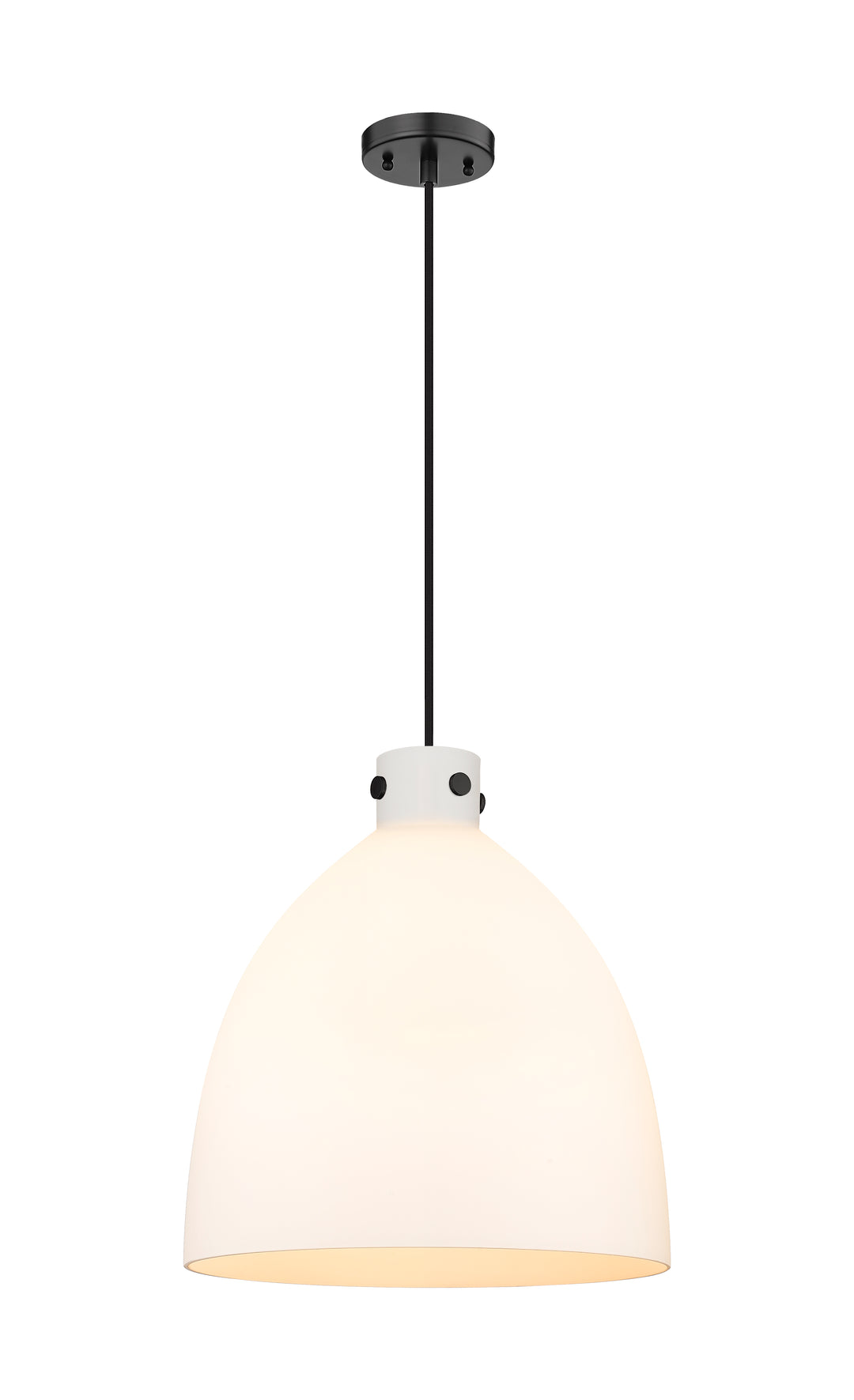 Innovations Lighting Newton Bell 18" Pendant - Matte Black Pendants Innovations Lighting White ; Glass Type: Frosted  