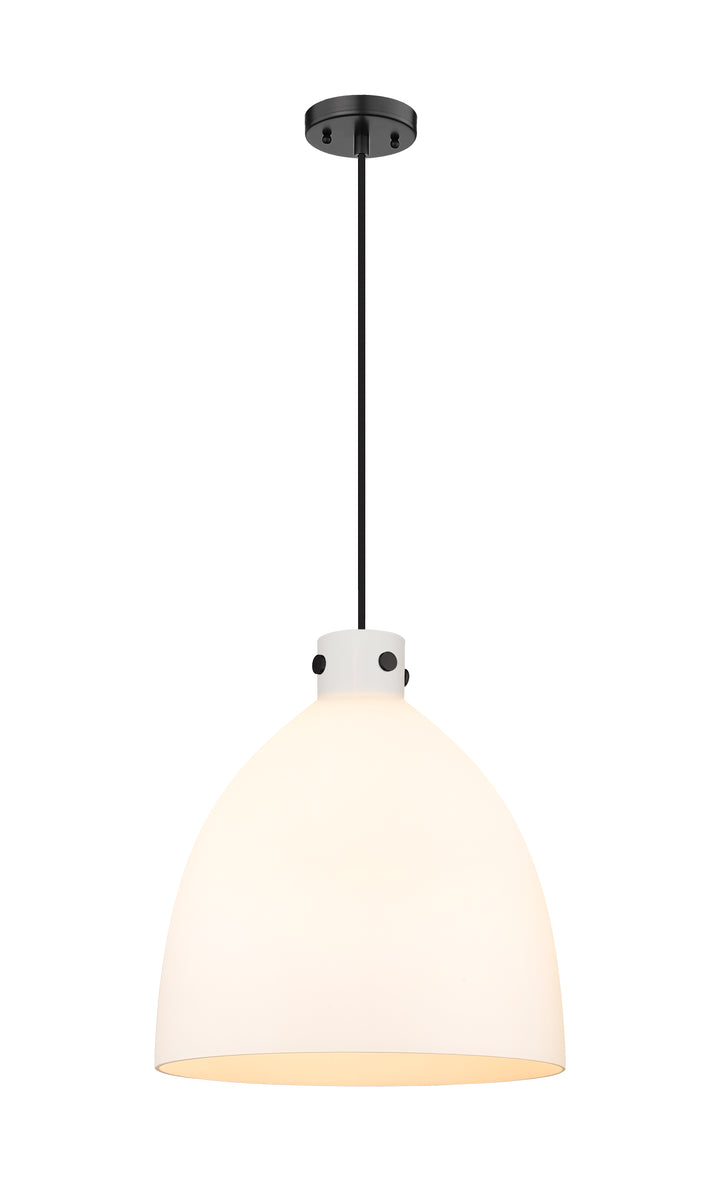 Innovations Lighting Newton Bell 18" Pendant - Matte Black Pendants Innovations Lighting White ; Glass Type: Frosted  