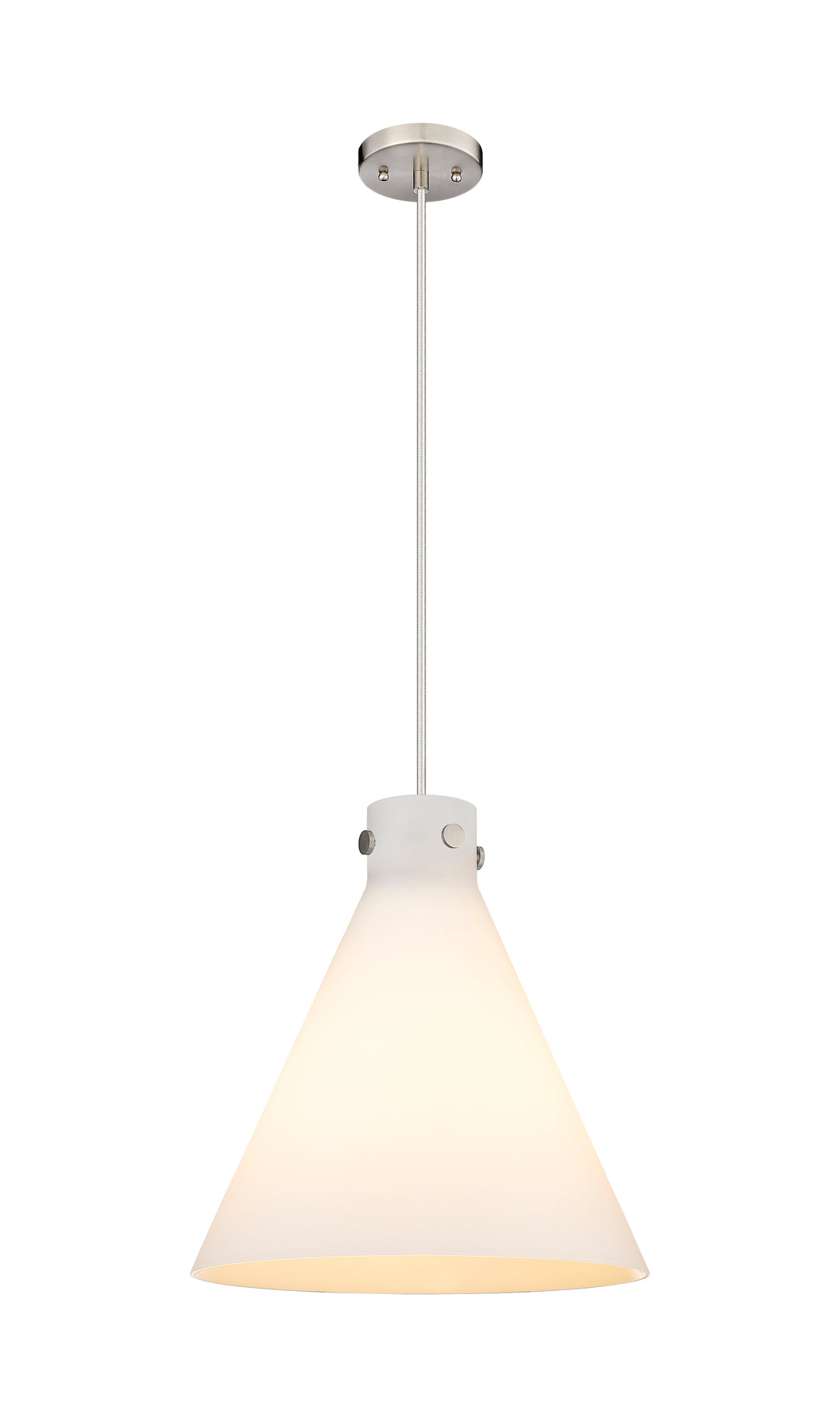 Innovations Lighting Newton Cone 16" Pendant - Satin Nickel Pendants Innovations Lighting White ; Glass Type: Frosted  