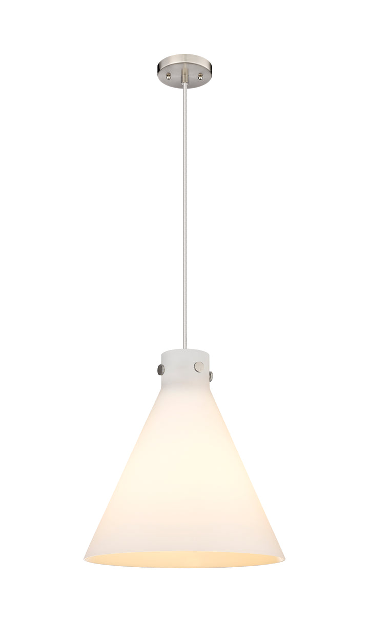 Innovations Lighting Newton Cone 16" Pendant - Satin Nickel Pendants Innovations Lighting White ; Glass Type: Frosted  