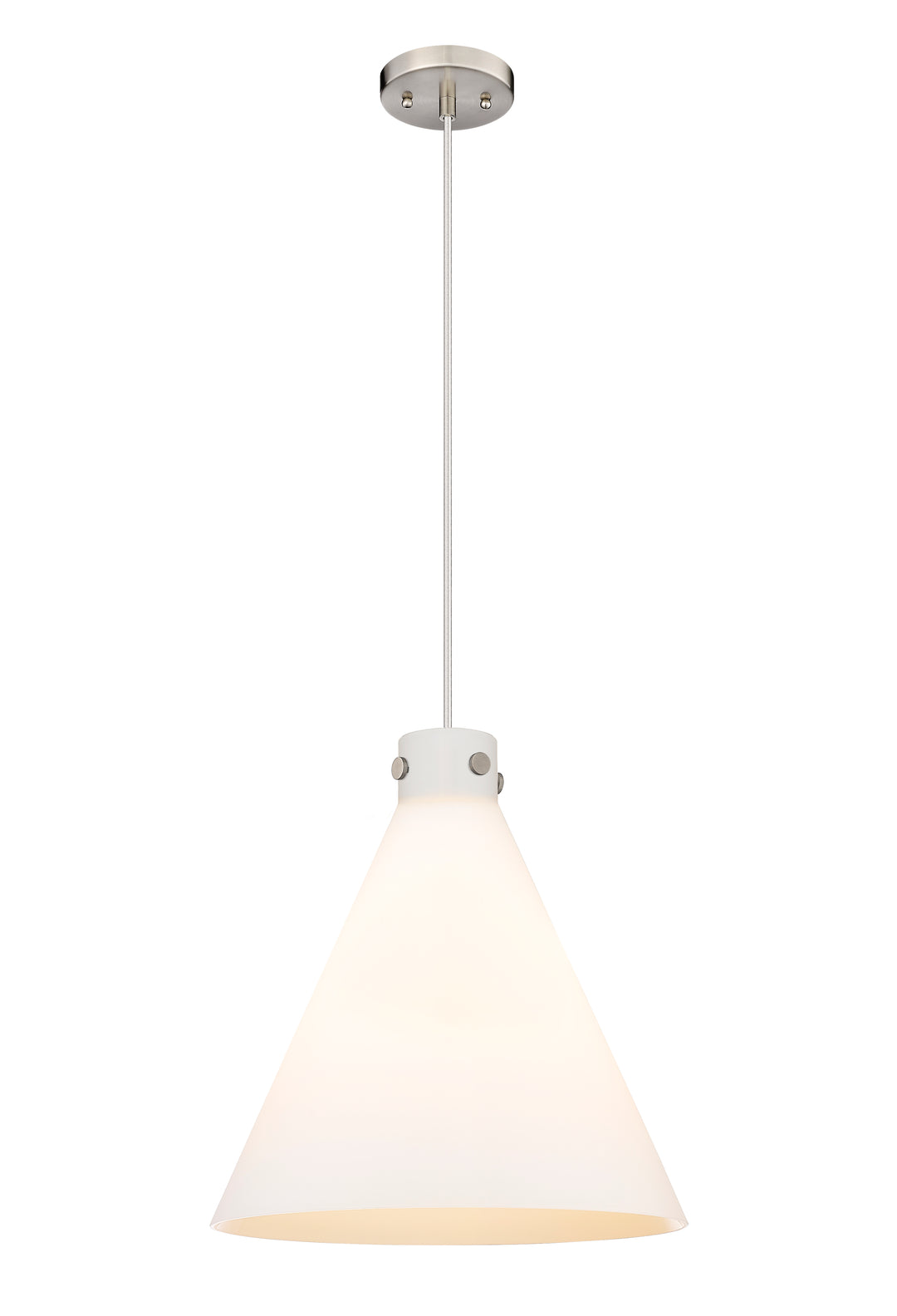 Innovations Lighting Newton Cone 18" Pendant - Satin Nickel Pendants Innovations Lighting White ; Glass Type: Frosted  