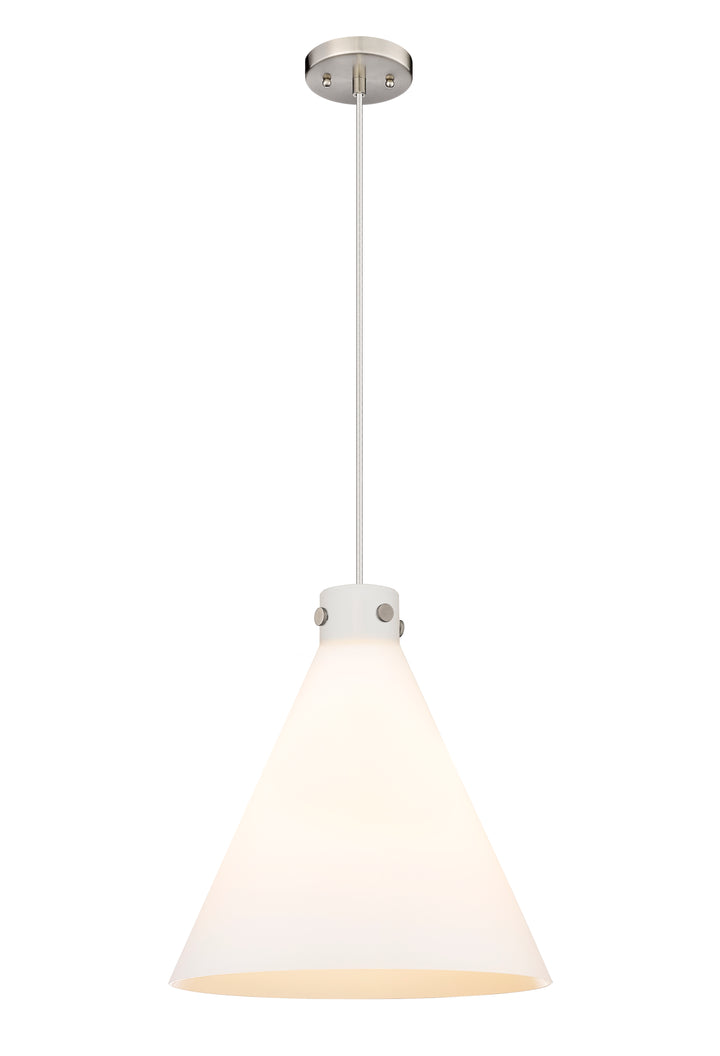 Innovations Lighting Newton Cone 18" Pendant - Satin Nickel Pendants Innovations Lighting White ; Glass Type: Frosted  