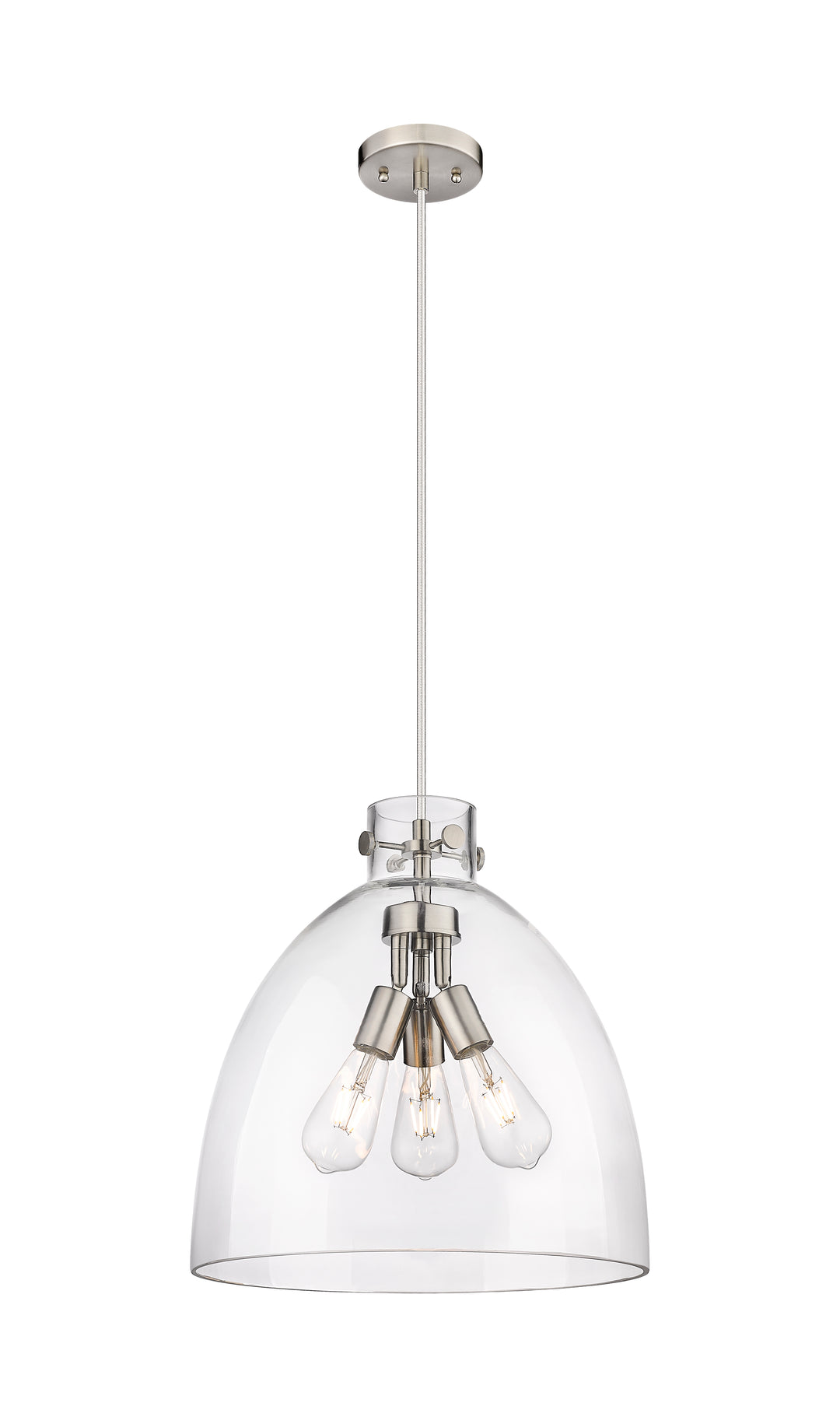 Innovations Lighting Newton Bell 16" Pendant - Satin Nickel Pendants Innovations Lighting   