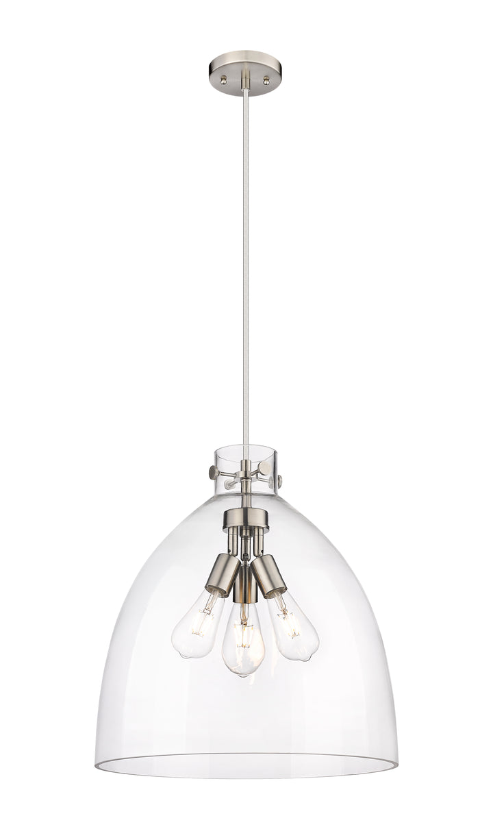 Innovations Lighting Newton Bell 18" Pendant - Satin Nickel Pendants Innovations Lighting   