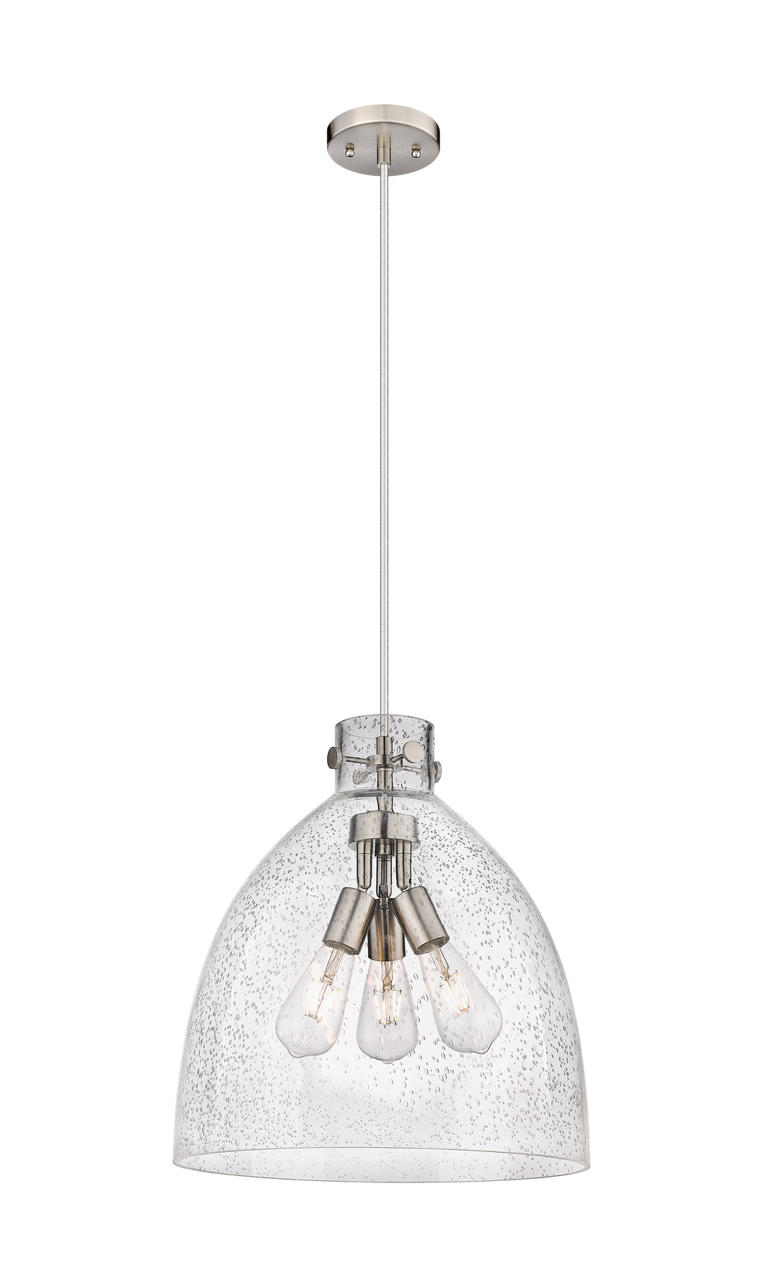 Innovations Lighting Newton Bell 18" Pendant - Satin Nickel Pendants Innovations Lighting   