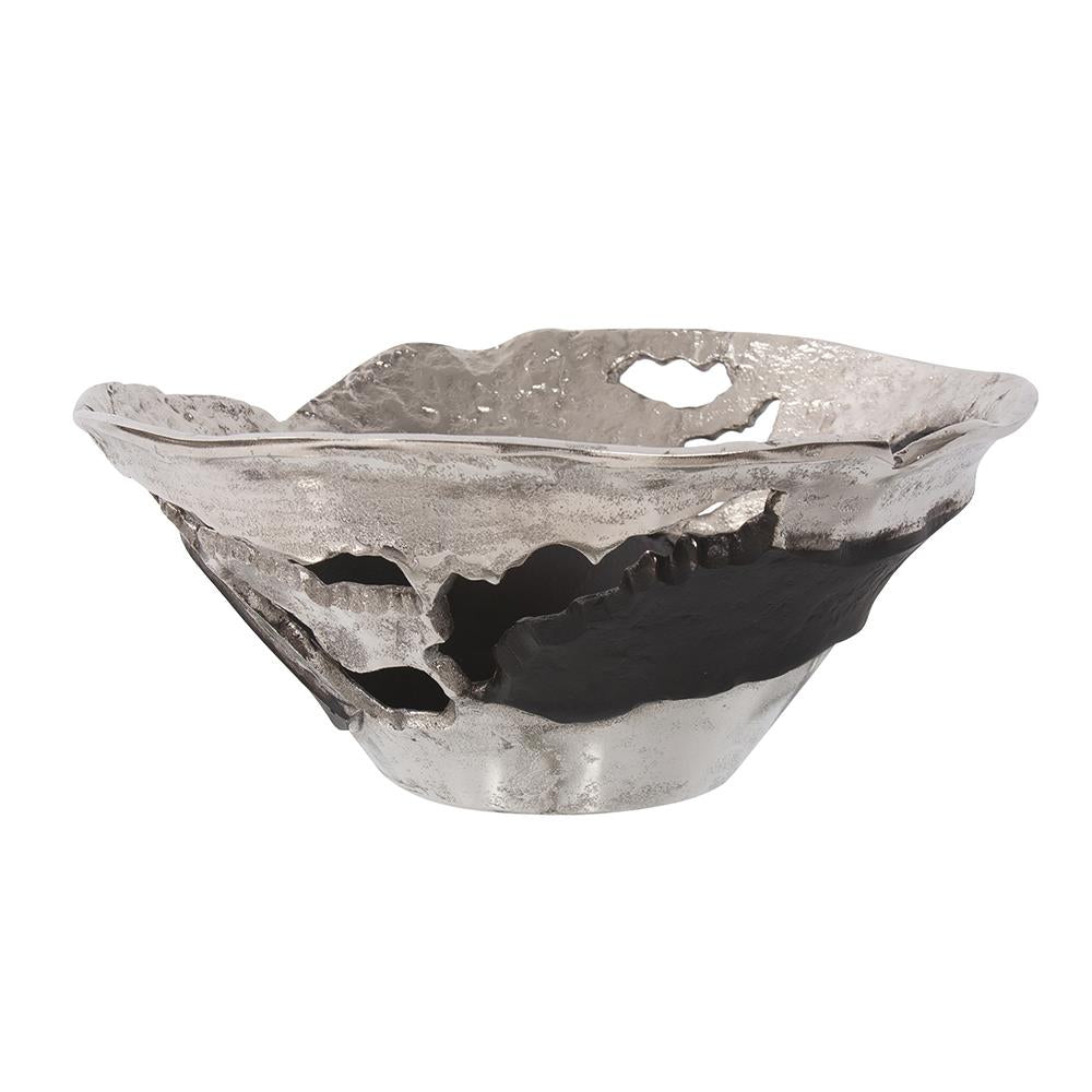 Howard Elliott Collection Contemporary Nickel and Black Bowl, Small