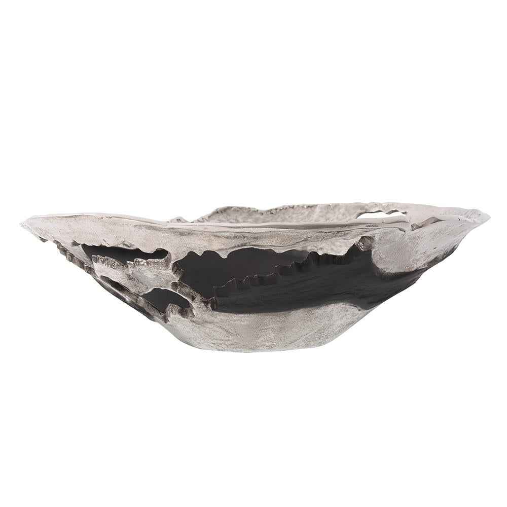 Howard Elliott Collection Contemporary Nickel and Black Bowl, Large