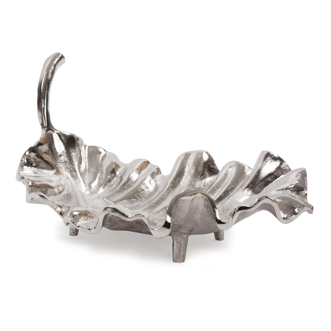 Howard Elliott Collection Calathea Leaf Polished Silver Sculpture, Large