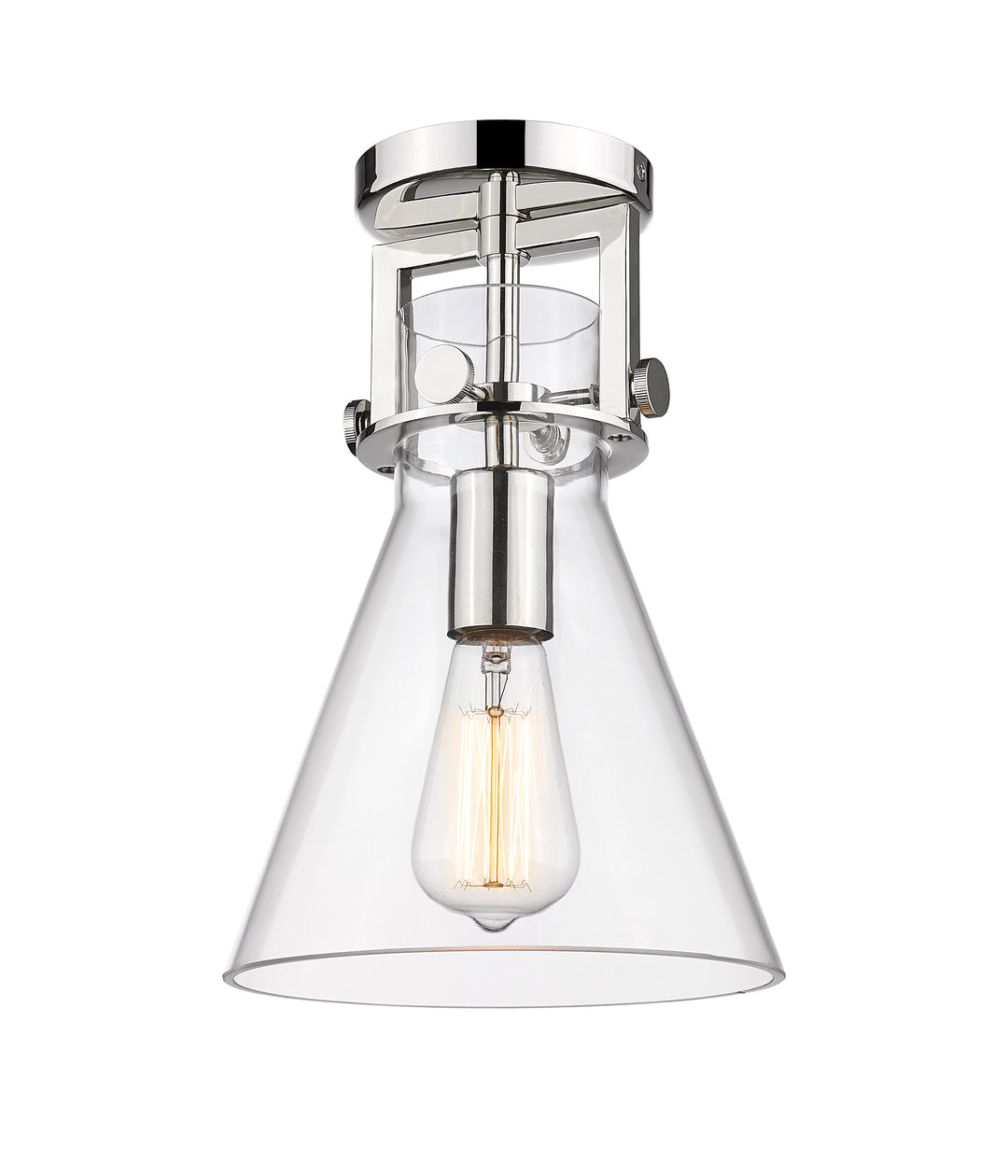 Innovations Lighting Newton Cone 8" Flush Mount - Polished Nickel