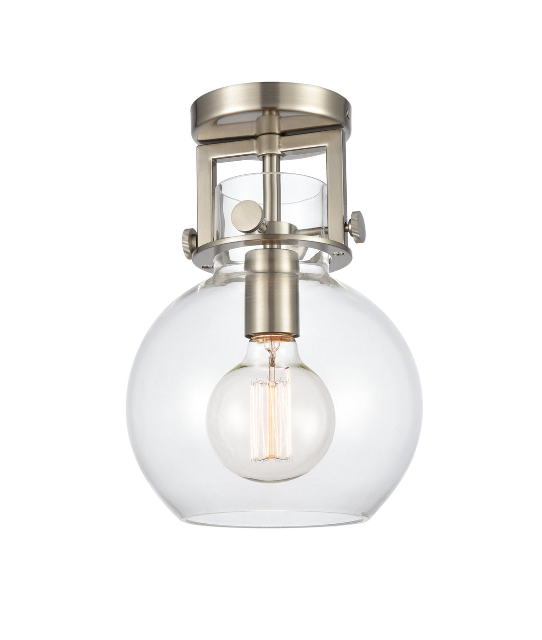 Innovations Lighting Newton Sphere 8" Flush Mount - Satin Nickel