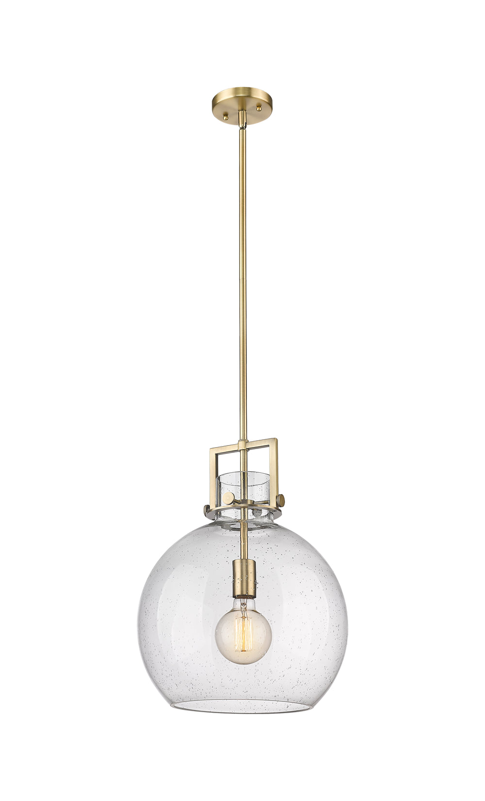 Innovations Lighting Newton Sphere 14" Pendant - Brushed Brass Pendants Innovations Lighting Seedy ; Glass Type: Seeded  