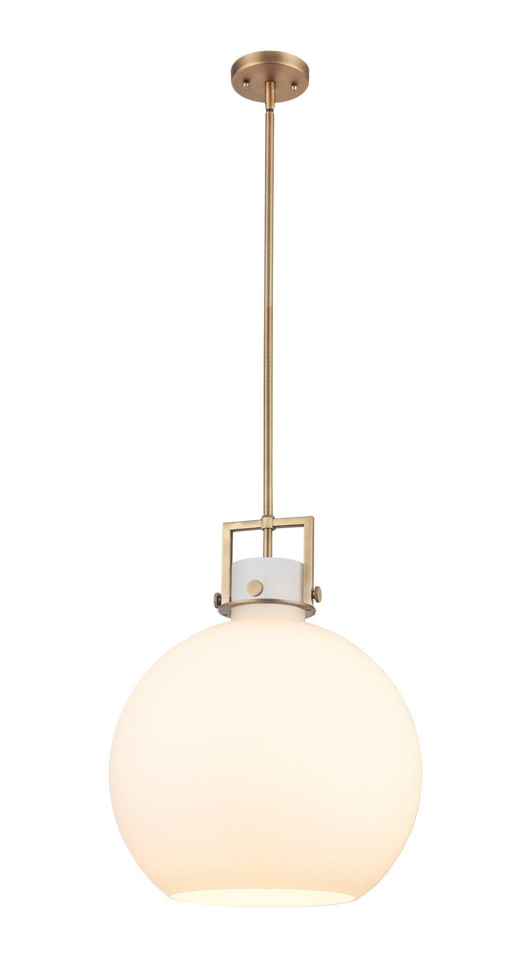 Innovations Lighting Newton Sphere 16" Pendant - Brushed Brass Pendants Innovations Lighting White ; Glass Type: Frosted  