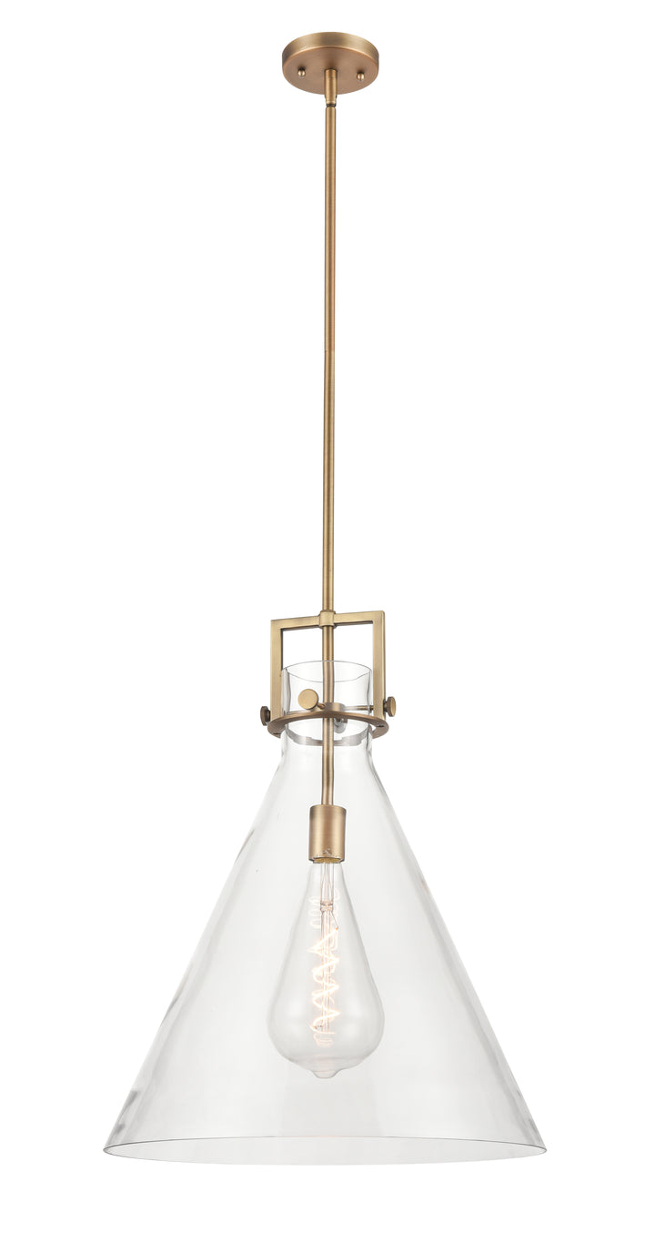 Innovations Lighting Newton Cone 18" Pendant - Brushed Brass Pendants Innovations Lighting Clear ; Glass Type: Clear  