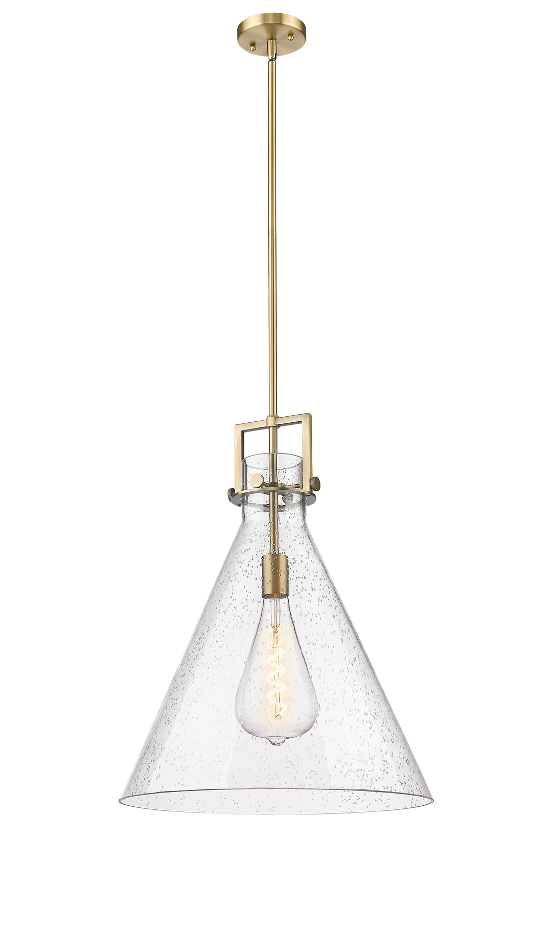 Innovations Lighting Newton Cone 18" Pendant - Brushed Brass Pendants Innovations Lighting Seedy ; Glass Type: Transparent  