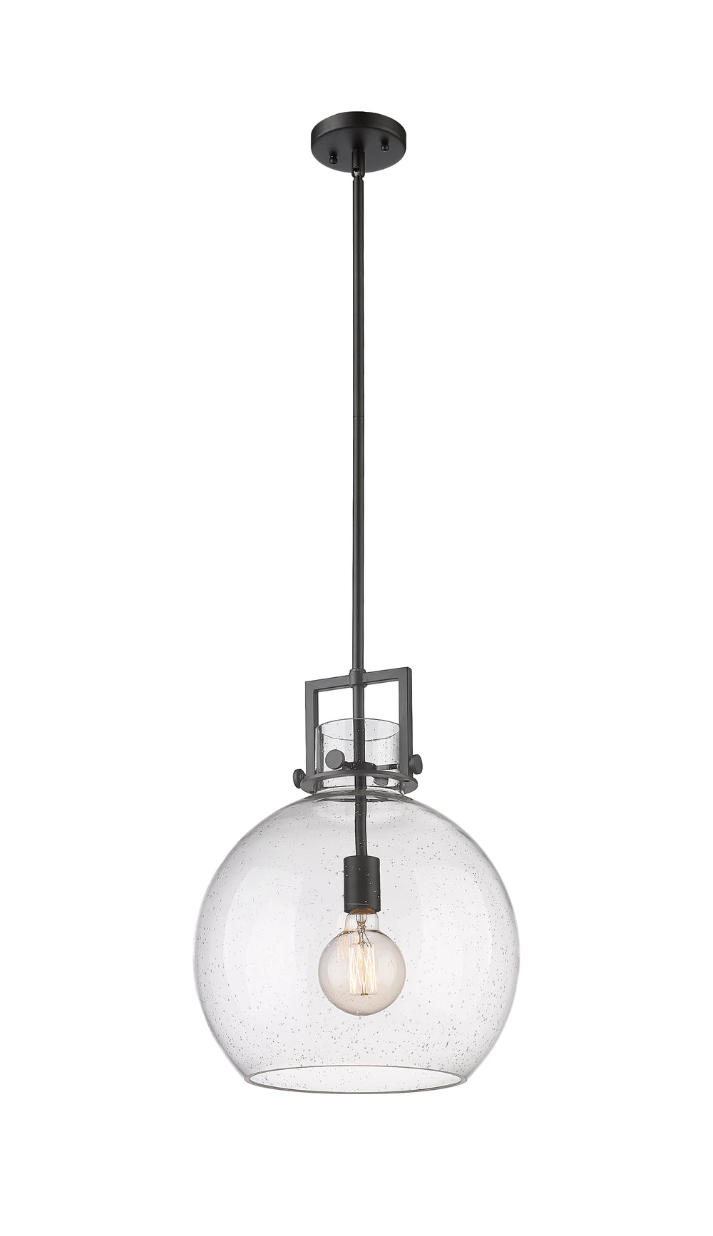 Innovations Lighting Newton Sphere 14" Pendant - Matte Black Pendants Innovations Lighting Seedy ; Glass Type: Seeded  