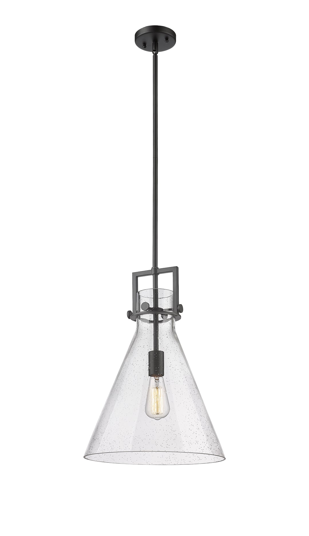 Innovations Lighting Newton Cone 14" Pendant - Matte Black Pendants Innovations Lighting Seedy ; Glass Type: Transparent  