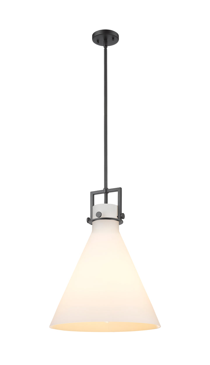 Innovations Lighting Newton Cone 16" Pendant - Matte Black Pendants Innovations Lighting White ; Glass Type: Frosted  