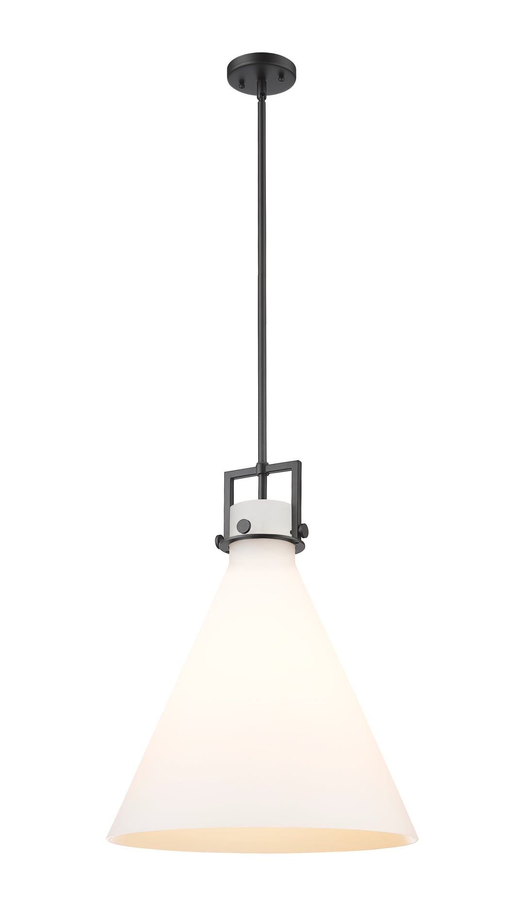 Innovations Lighting Newton Cone 18" Pendant - Matte Black Pendants Innovations Lighting White ; Glass Type: Frosted  