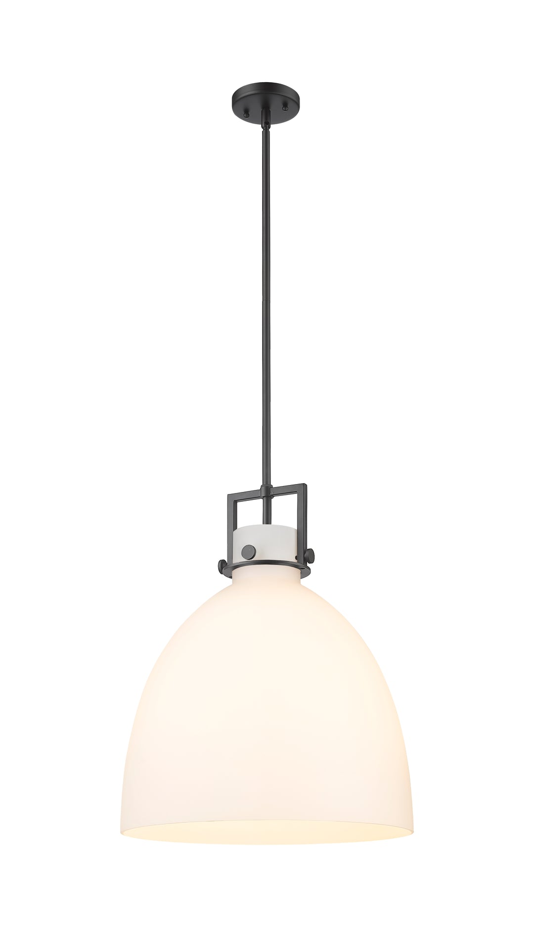 Innovations Lighting Newton Bell 16" Pendant - Matte Black Pendants Innovations Lighting White ; Glass Type: Frosted  