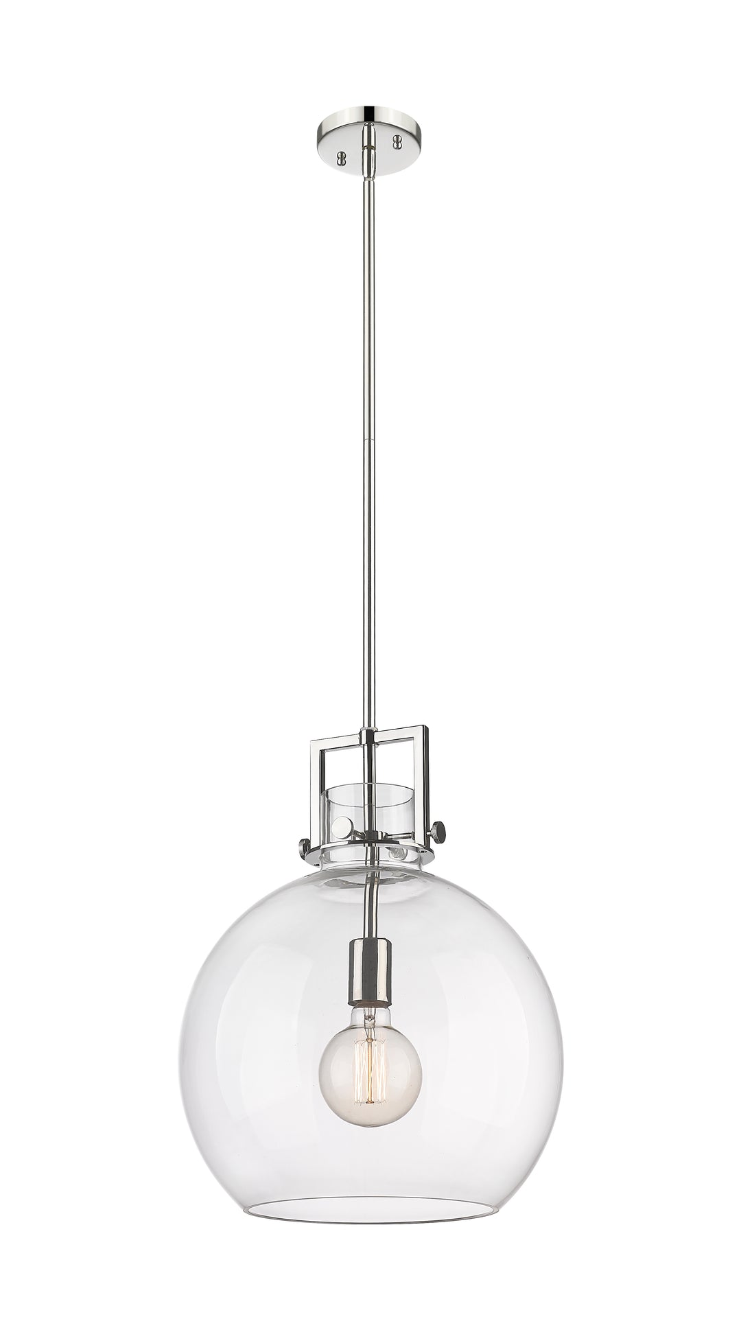 Innovations Lighting Newton Sphere 14" Pendant - Polished Nickel Pendants Innovations Lighting Clear ; Glass Type: Clear  