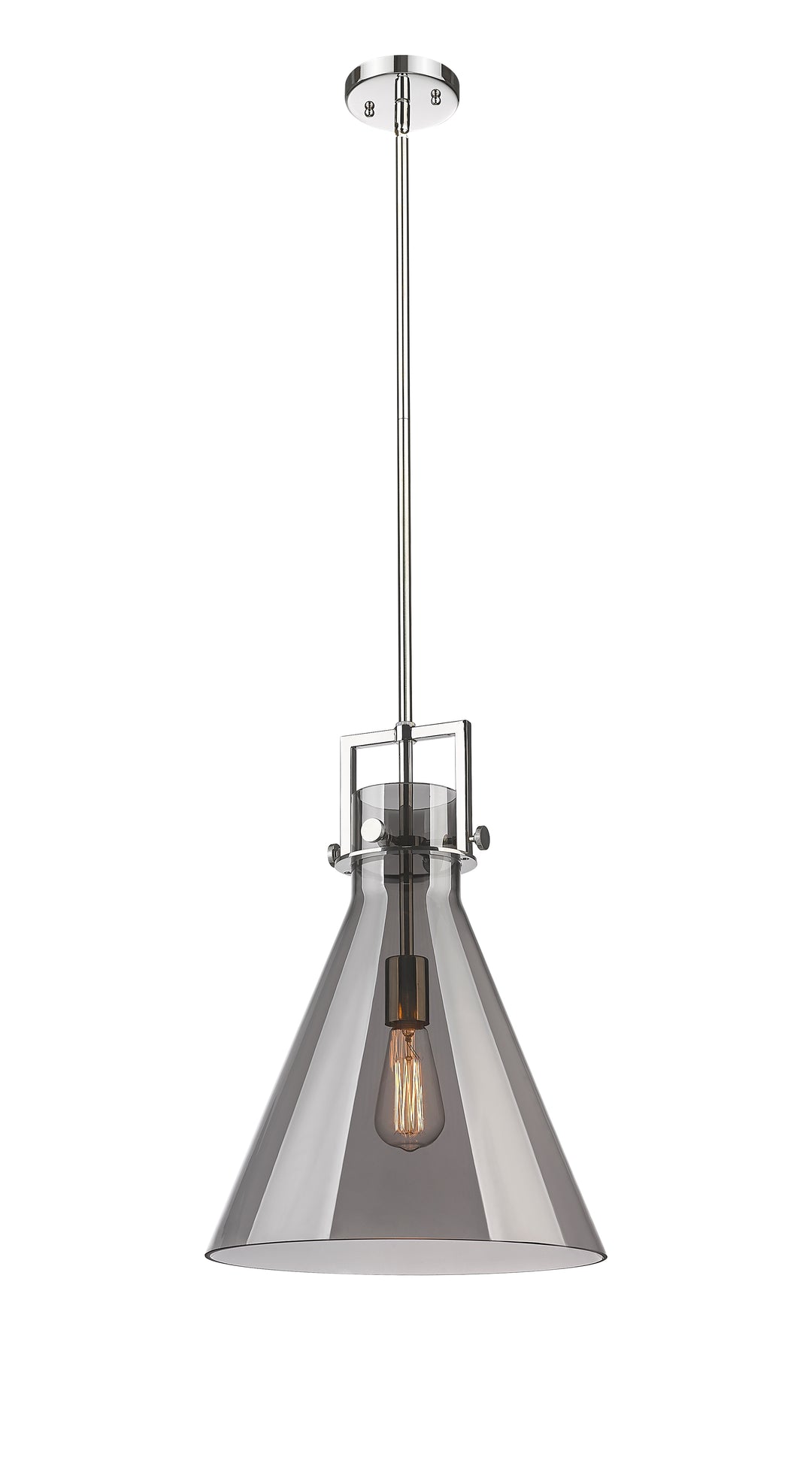 Innovations Lighting Newton Cone 14" Pendant - Polished Nickel Pendants Innovations Lighting Light Smoke ; Glass Type: Smoked  