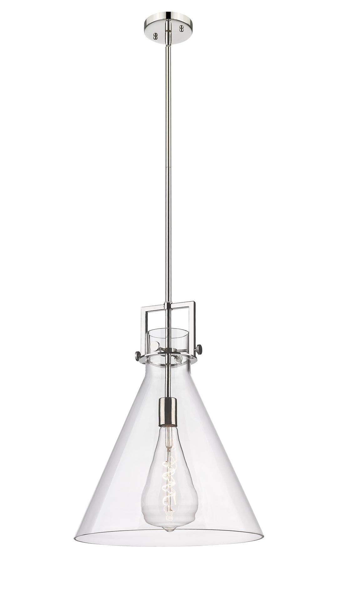 Innovations Lighting Newton Cone 16" Pendant - Polished Nickel Pendants Innovations Lighting Clear ; Glass Type: Transparent  