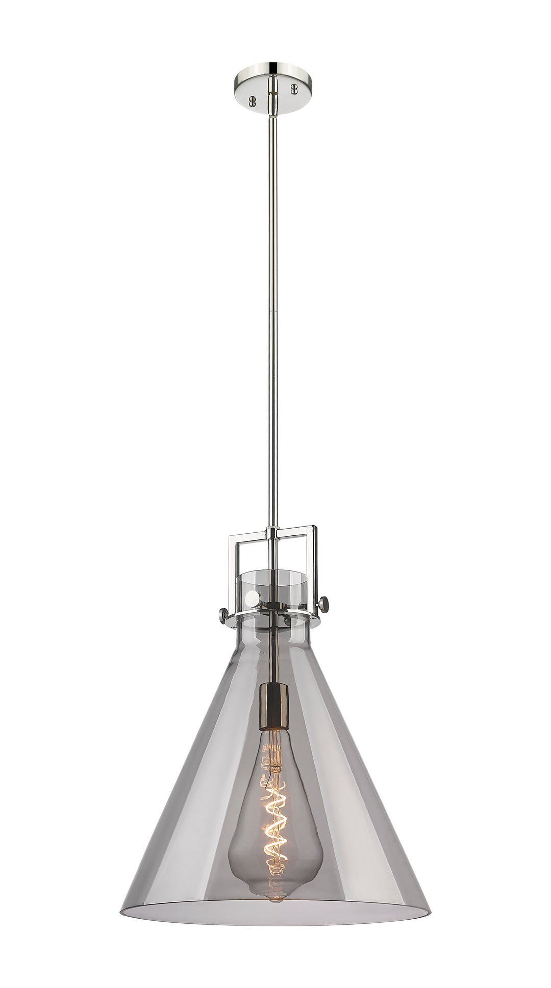 Innovations Lighting Newton Cone 16" Pendant - Polished Nickel Pendants Innovations Lighting Light Smoke ; Glass Type: Smoked  